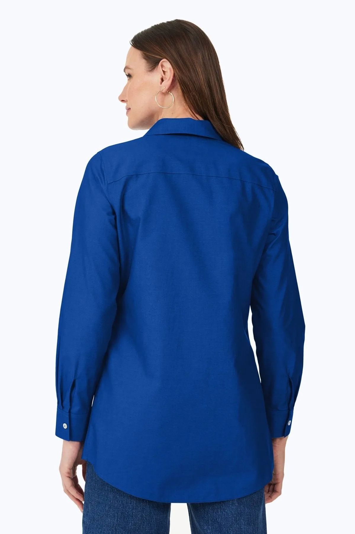 Cici Pinpoint No Iron Long Sleeve Tunic, Royal Blue