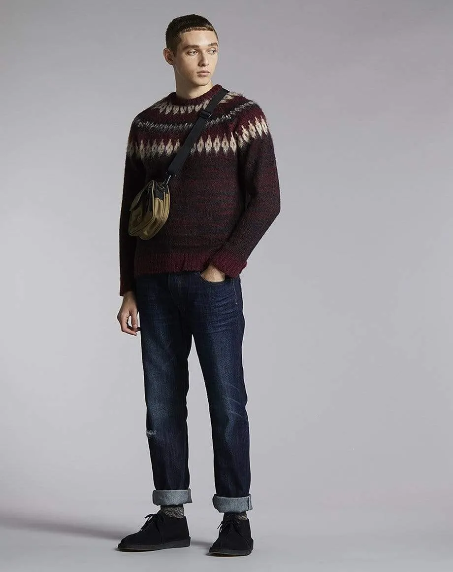 Coen Brushed Knit Mens Jumper | Port