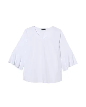 Collins 3/4 Flared Sleeve Pull-over Blouse | White