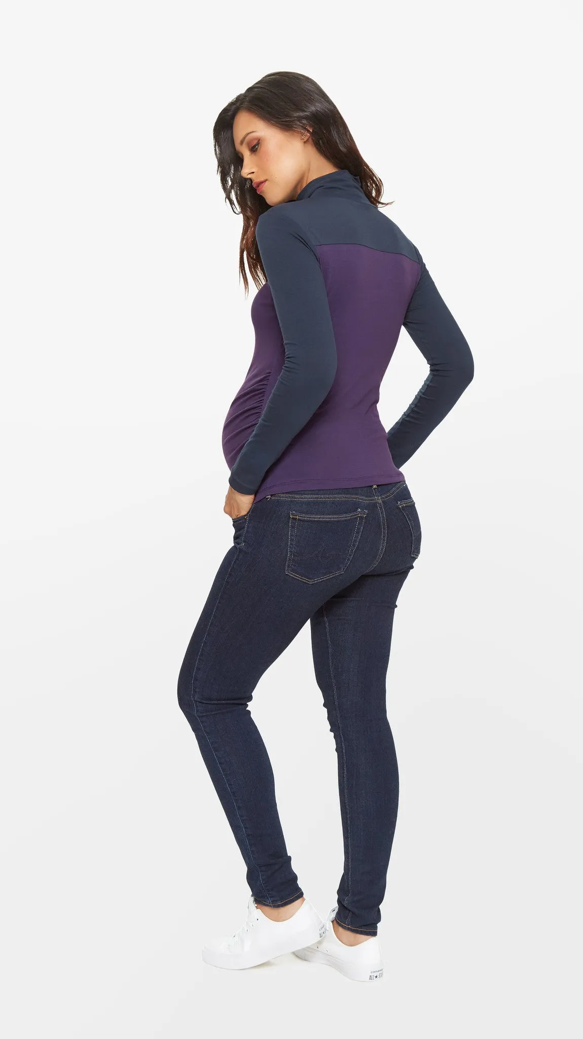 Colorblock Turtleneck Maternity Top