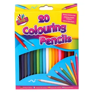 Colouring Pencils - 20 Pack Assorted Bright Colours Art Supplies Drawing