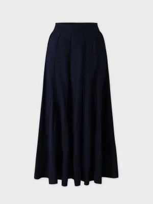 Cotton Pleated Skirt-Navy