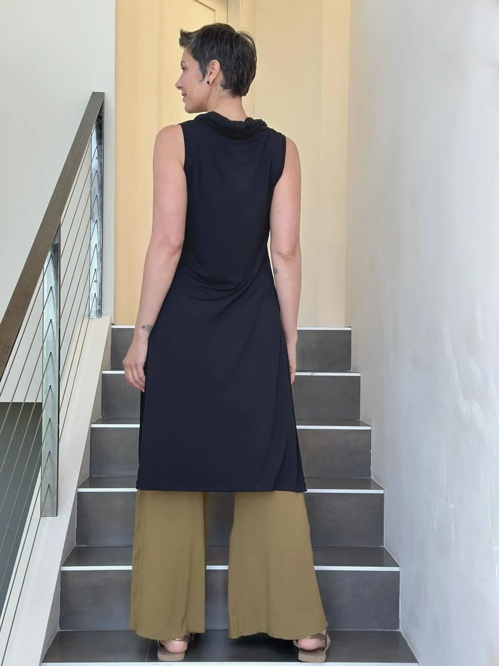 Cowl Neck Slit Tunic