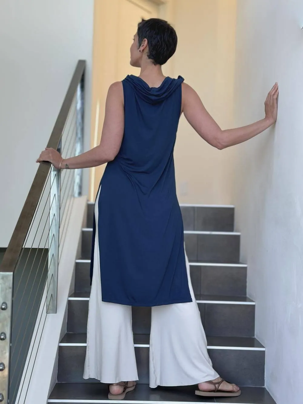 Cowl Neck Slit Tunic