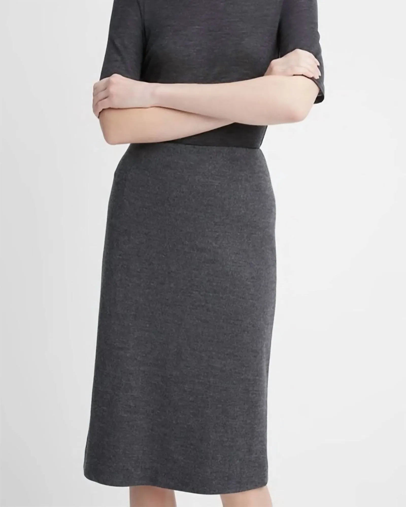 Cozy Wool Fitted Slip Skirt In Heather Charcoal | Heather Charcoal