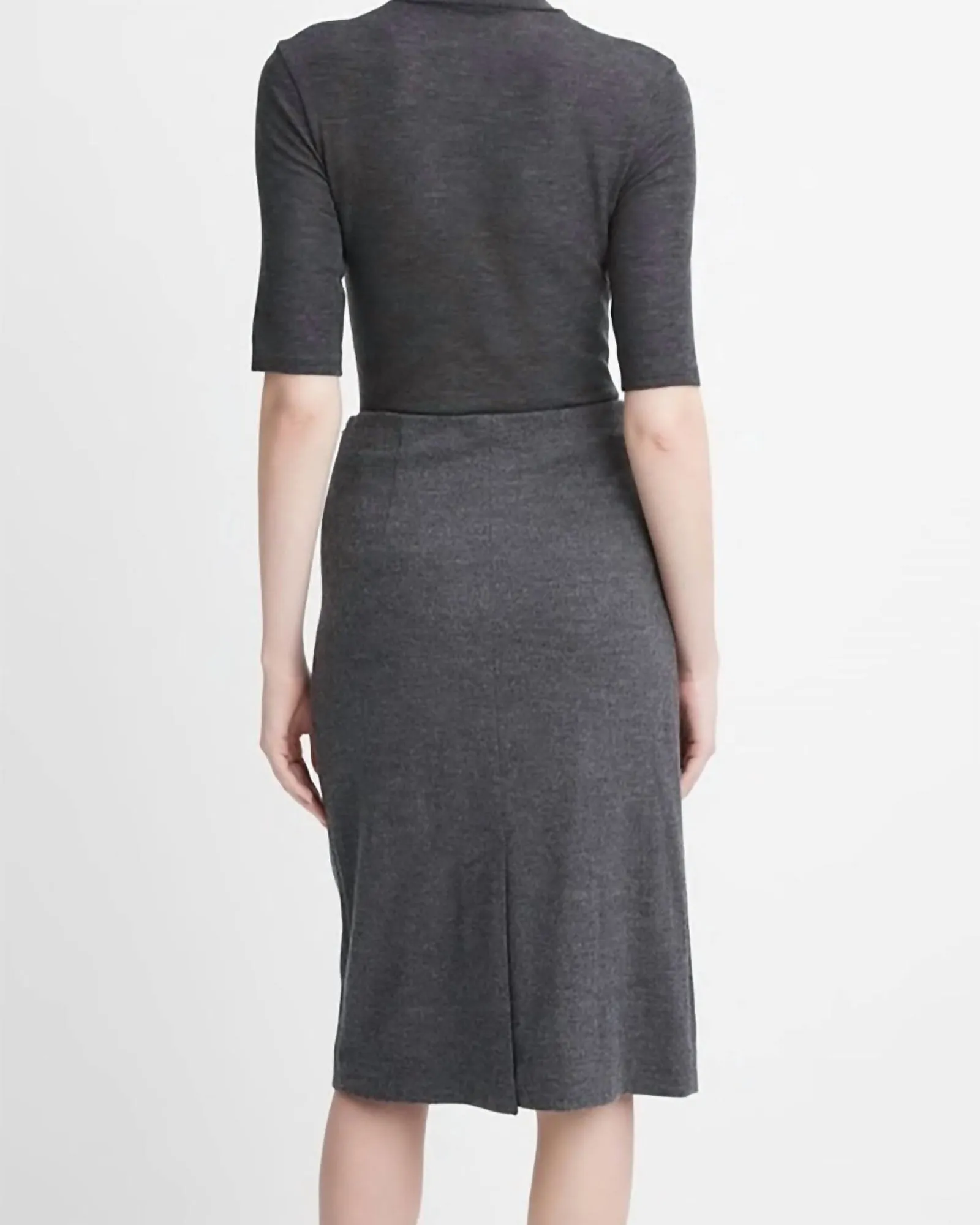 Cozy Wool Fitted Slip Skirt In Heather Charcoal | Heather Charcoal