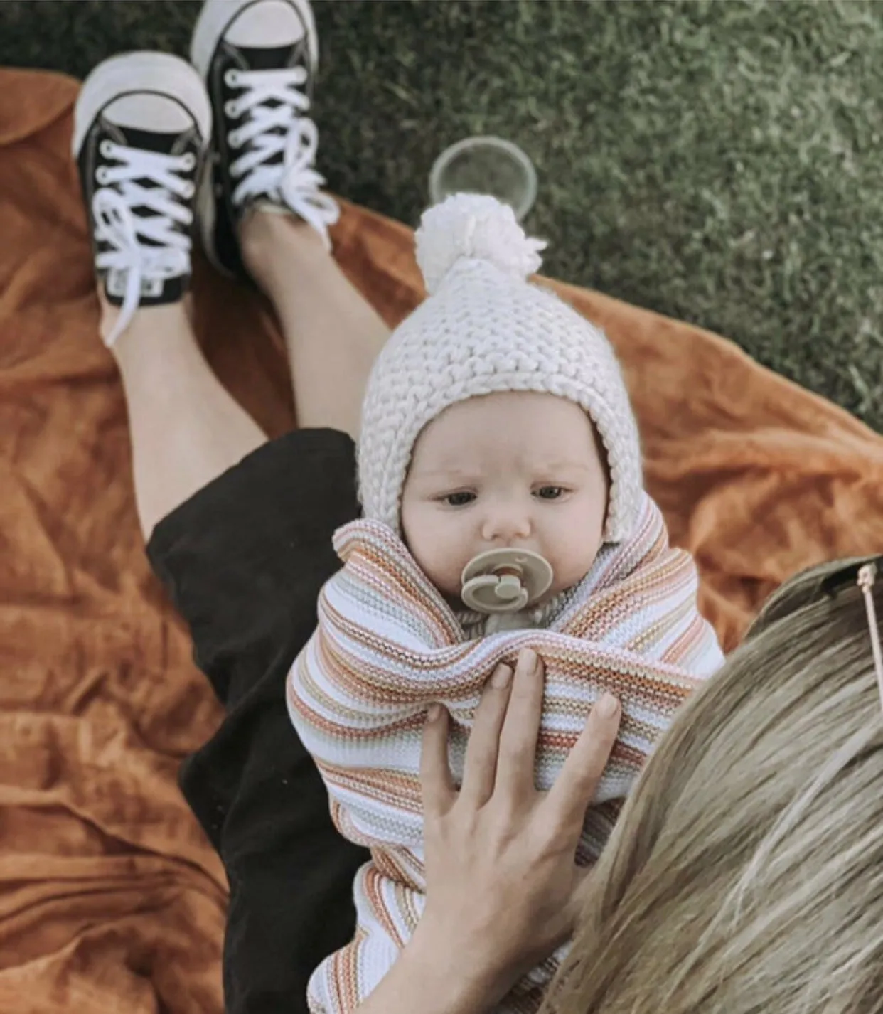 Cream Knit Pom Bonnet