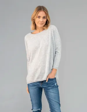 Crew Neck Drape Sweater in Platinum