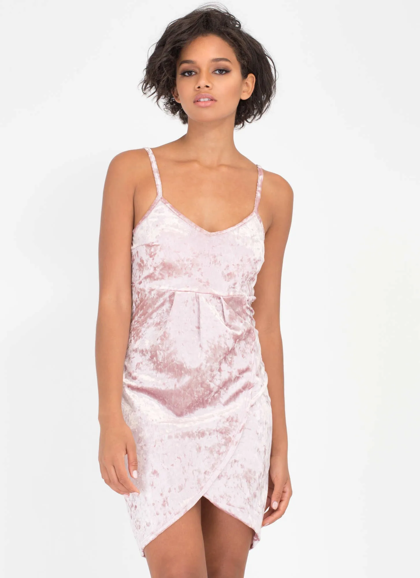 Crushed It Velvet Tulip Hem Dress