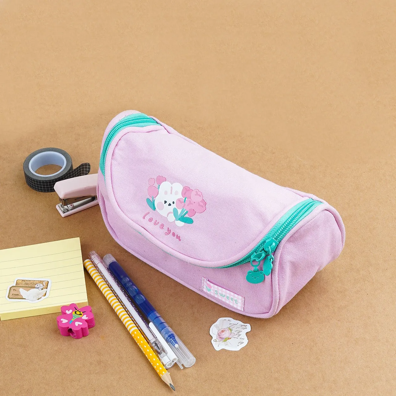 Cute Teddy Bear Large Capacity Pouch And Pencil Case