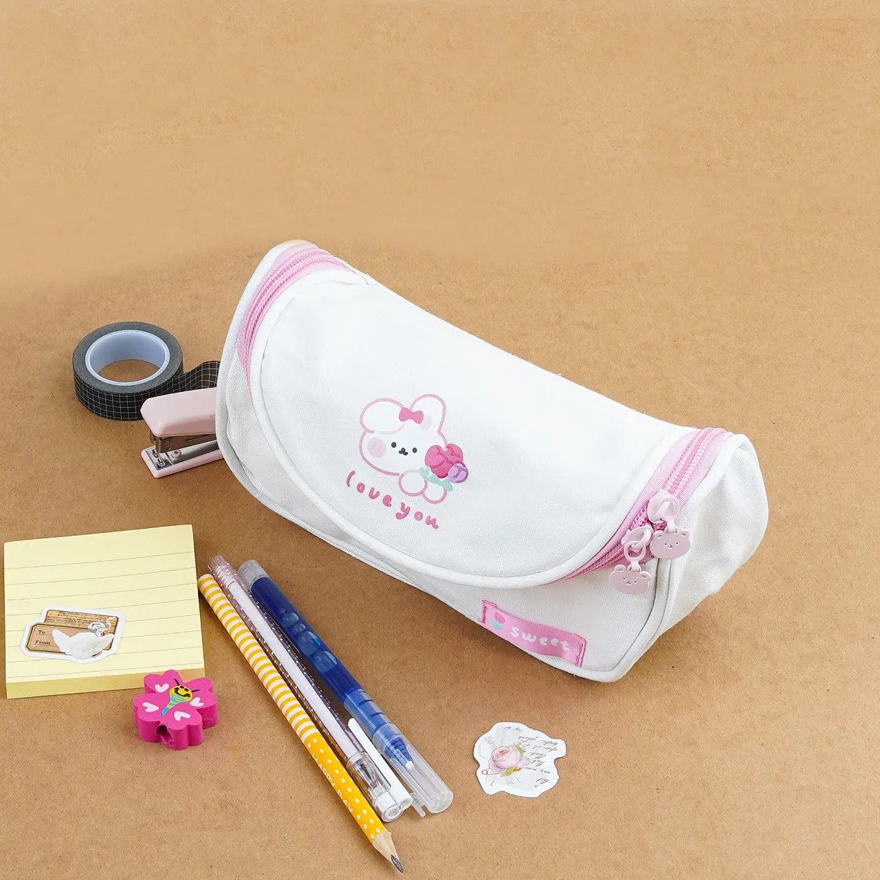 Cute Teddy Bear Large Capacity Pouch And Pencil Case