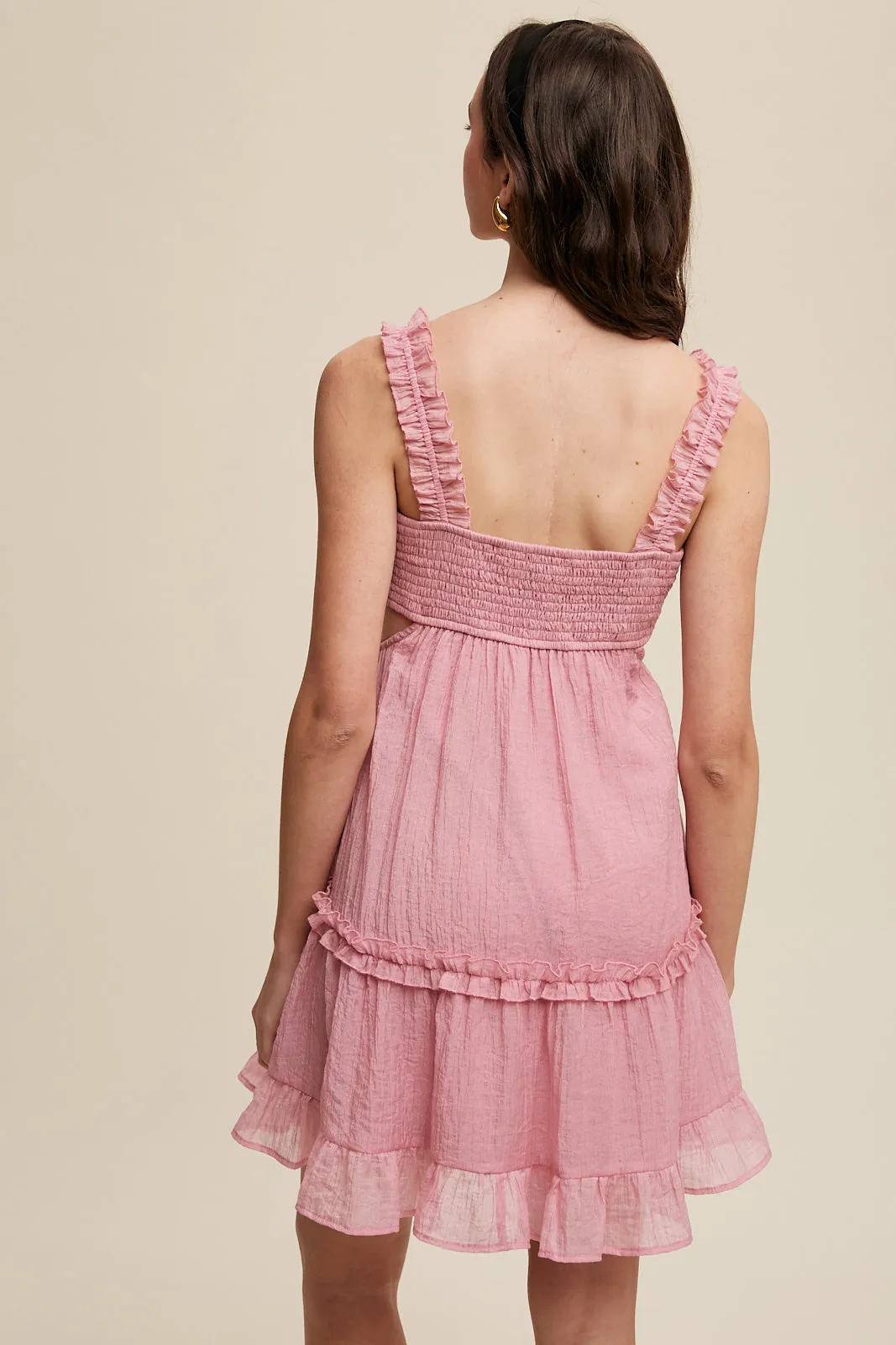 Delicate Sweetheart Ruffled Flower Detail Dress