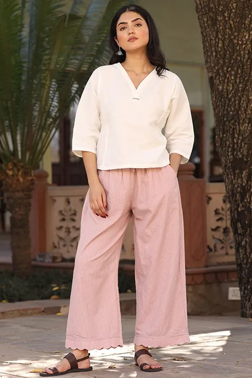 Dharan Scallop Cotton Pink Pants