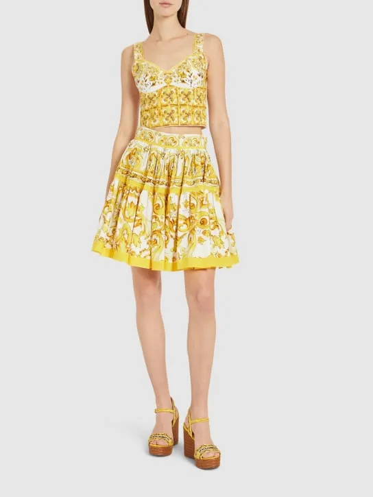 Dolce&amp;Gabbana   Maiolica printed poplin mini skirt 