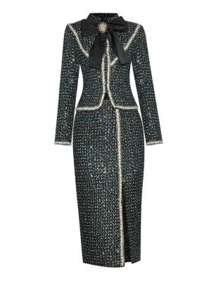 EILYNE Tweed Jacket & Skirt Set