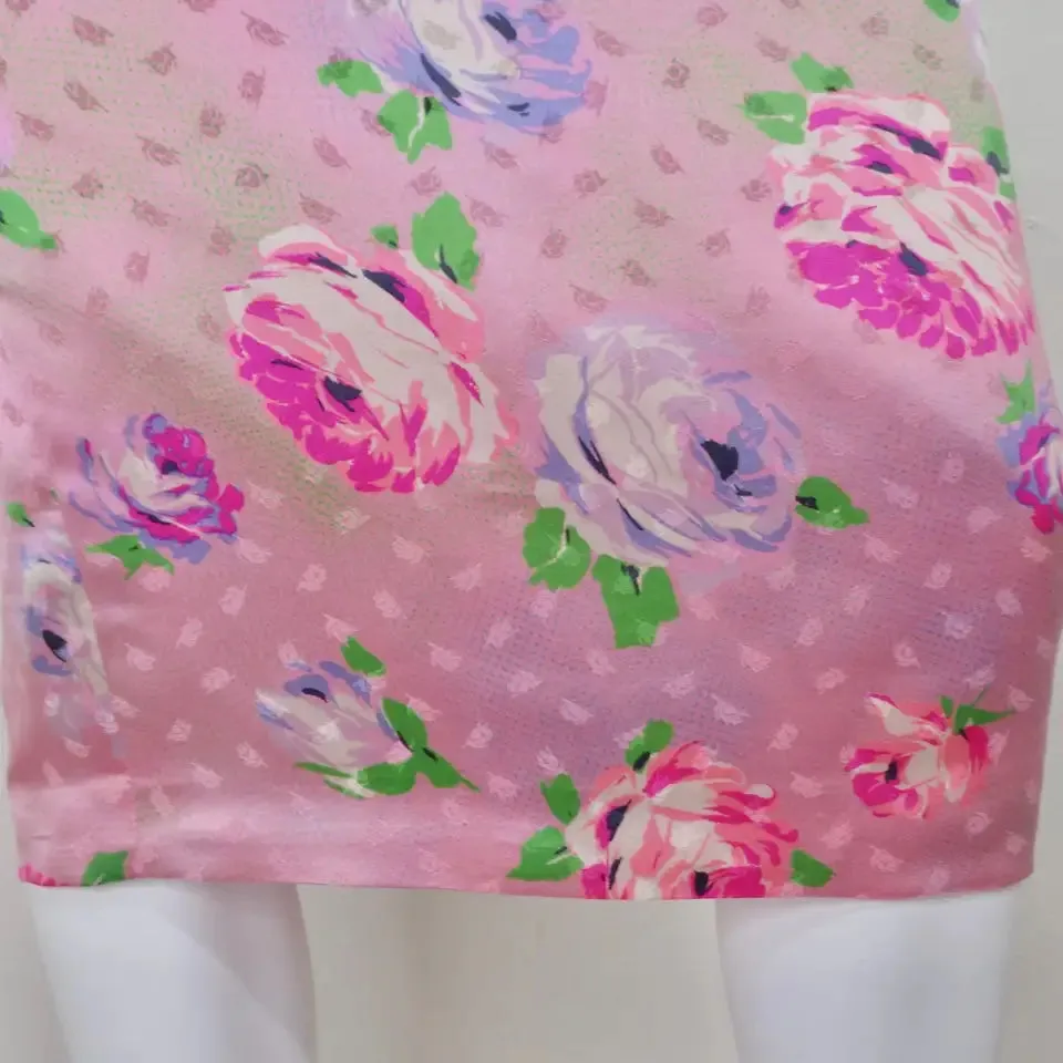 Emanuel Ungaro 1980s Pink Floral Pencil Skirt