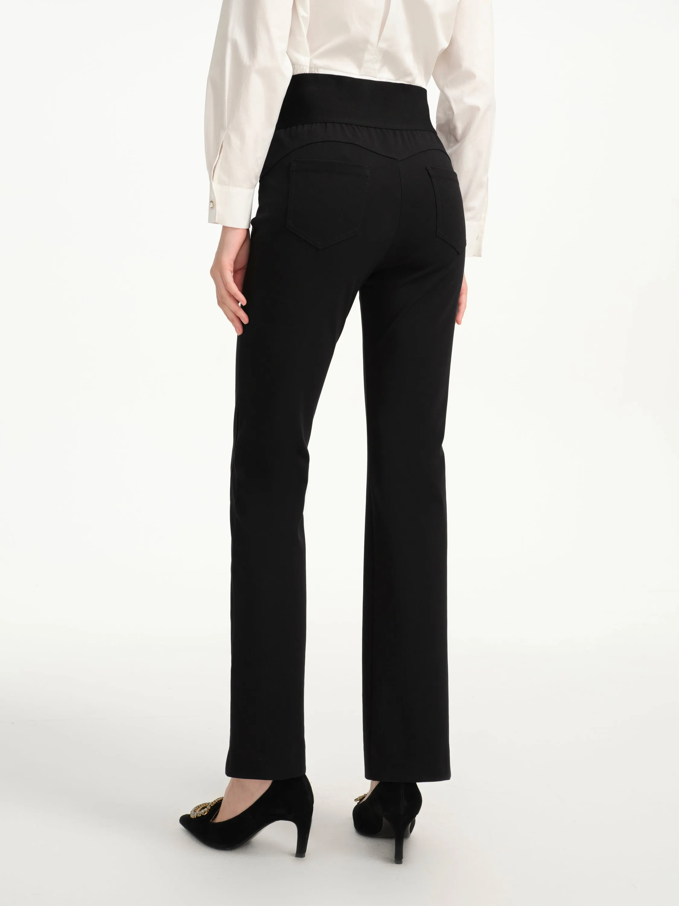 EP YAYING Black Flared-Leg Pants