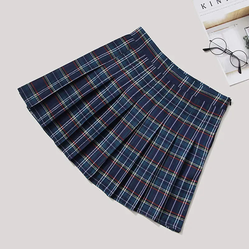 Funki Buys | Skirts | Women's Short Pleated Plaid Skirts | A-line