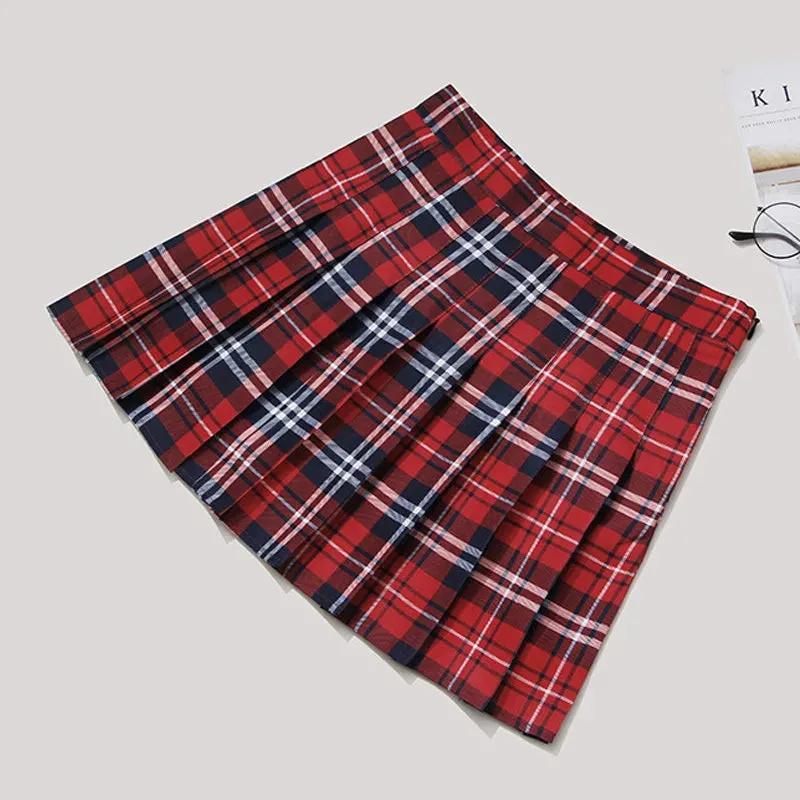 Funki Buys | Skirts | Women's Short Pleated Plaid Skirts | A-line