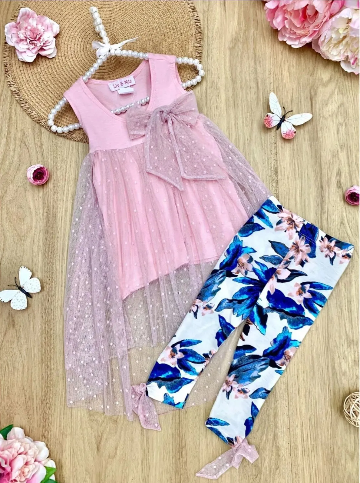 Girls Sweet Perfection Hi-Lo Ruffle Tunic And Legging Set