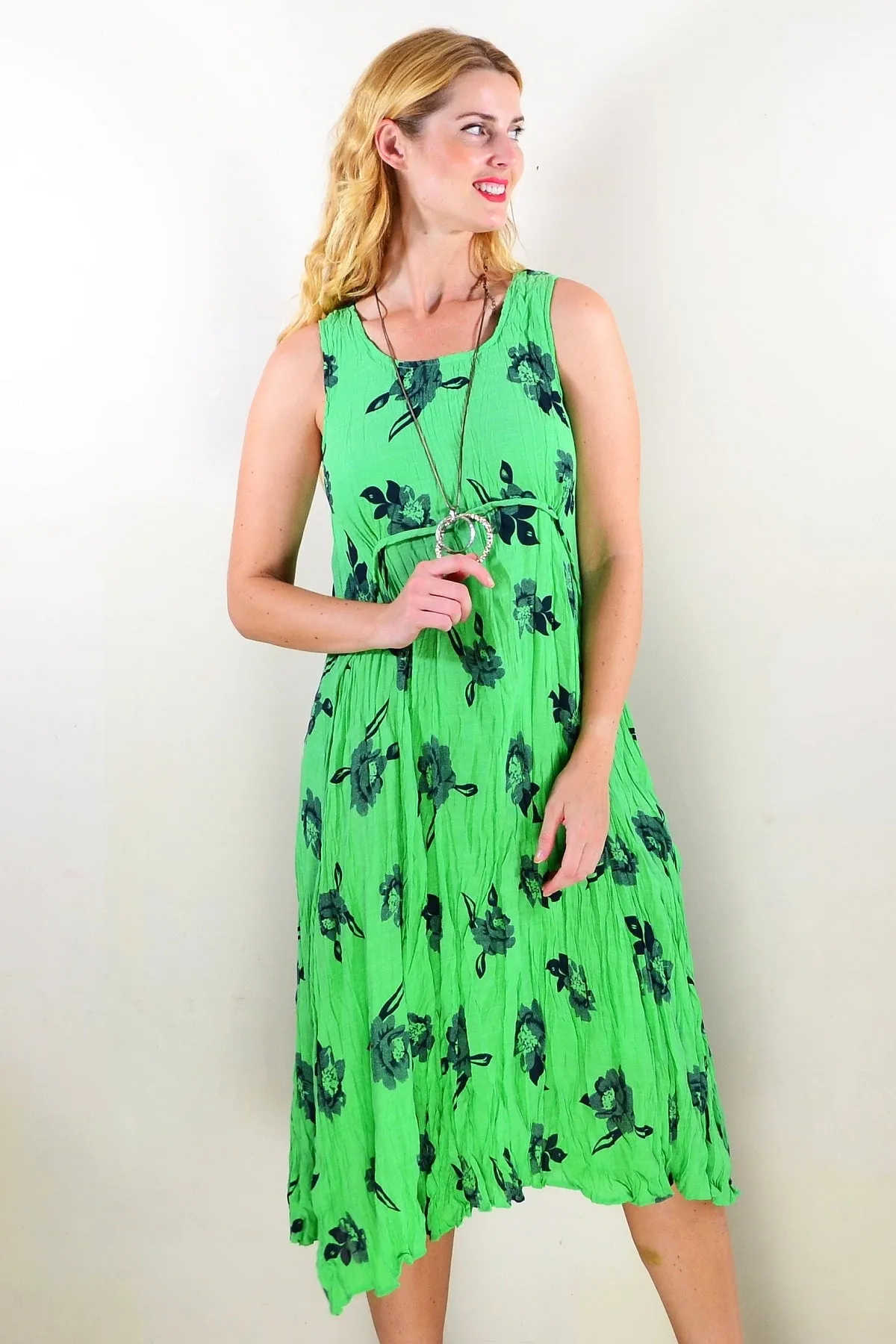 Green Sleeveless Tunic Dress