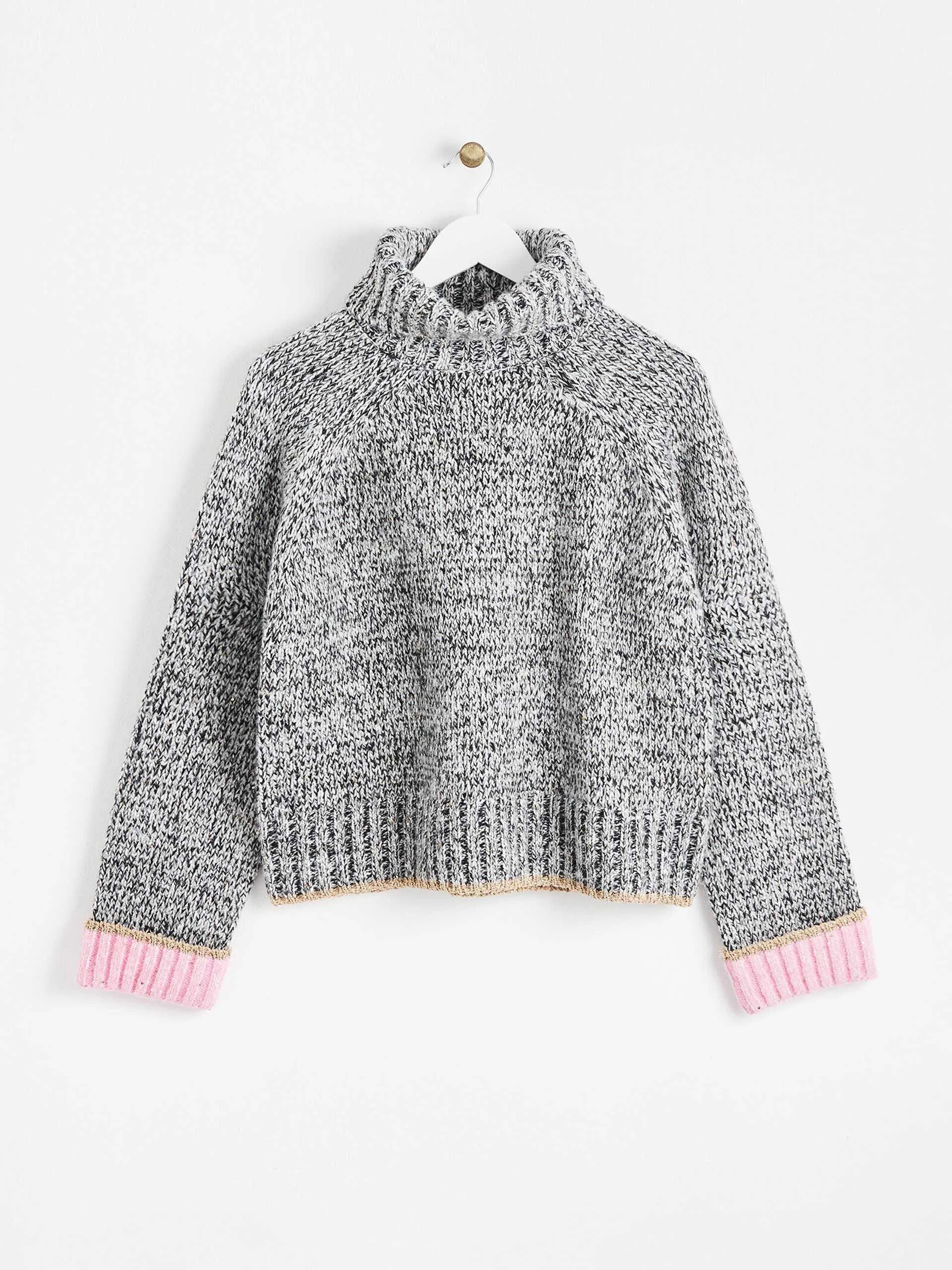 Grey roll neck knitted jumper