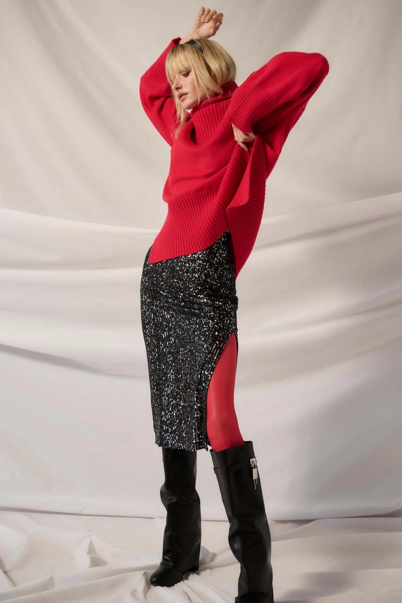 Heart of Glass Sequin Pencil Skirt