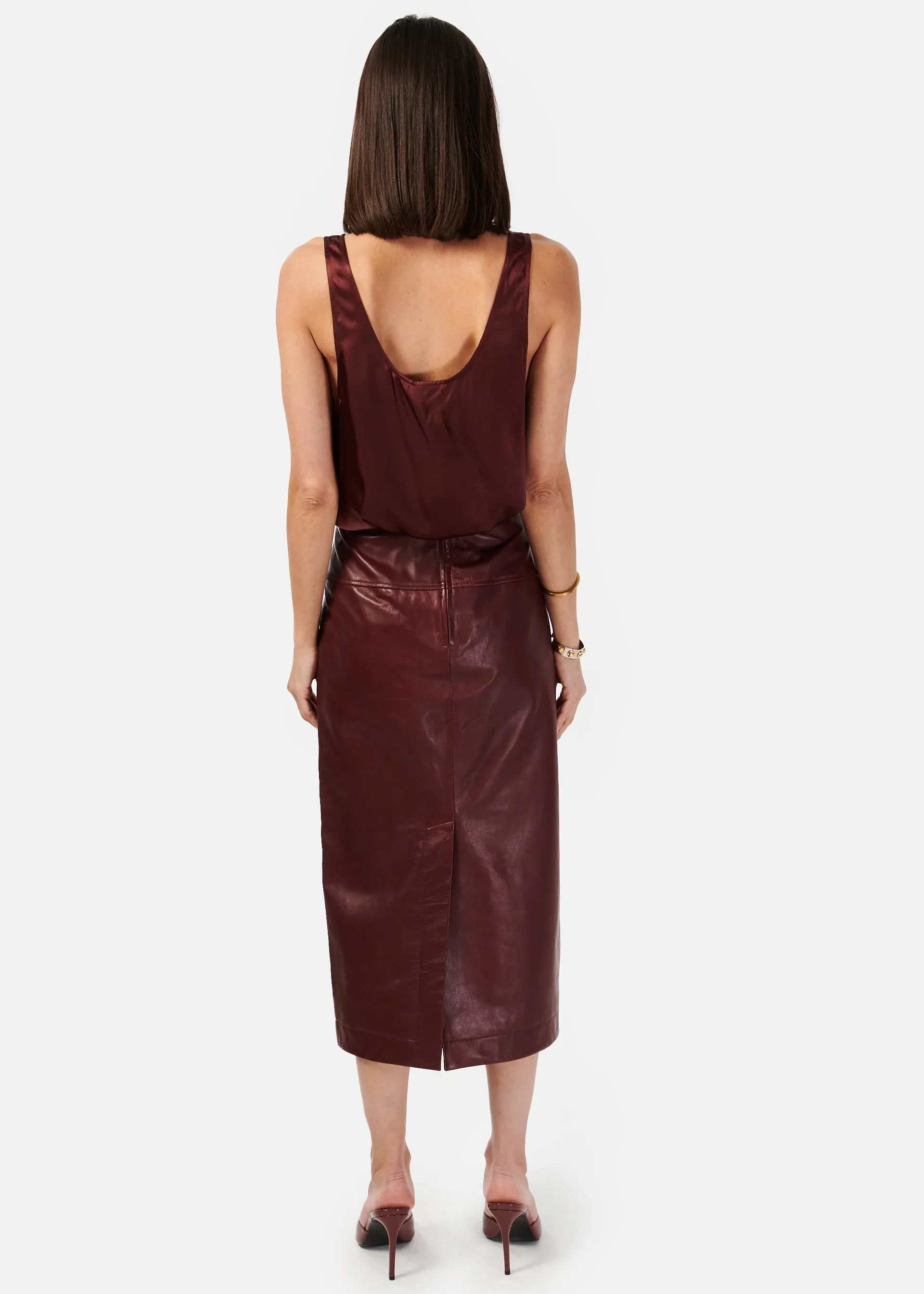 Inaya Leather Skirt | Cranberry