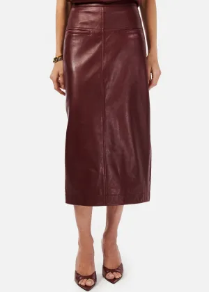 Inaya Leather Skirt | Cranberry