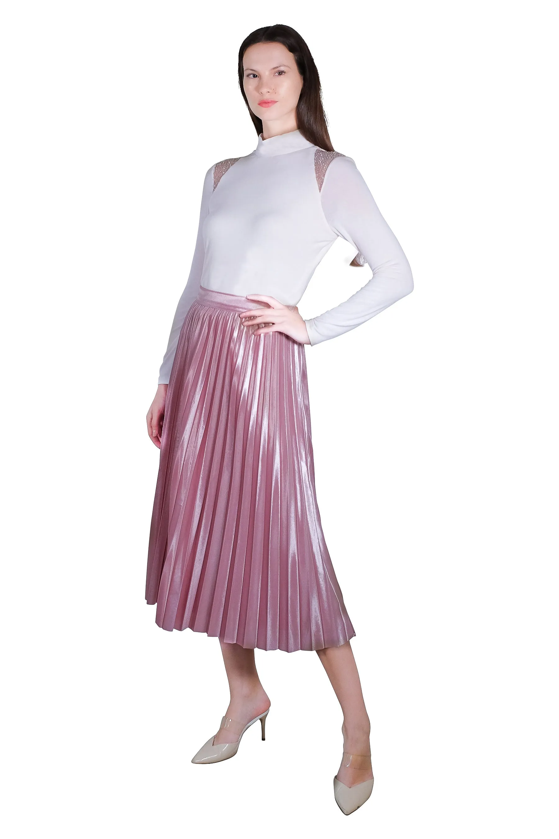 Jayden Pleated Velvet Skirt