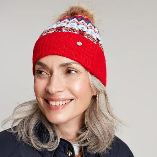 Joules | Shetland Fair Isle Hat | Women's | Red