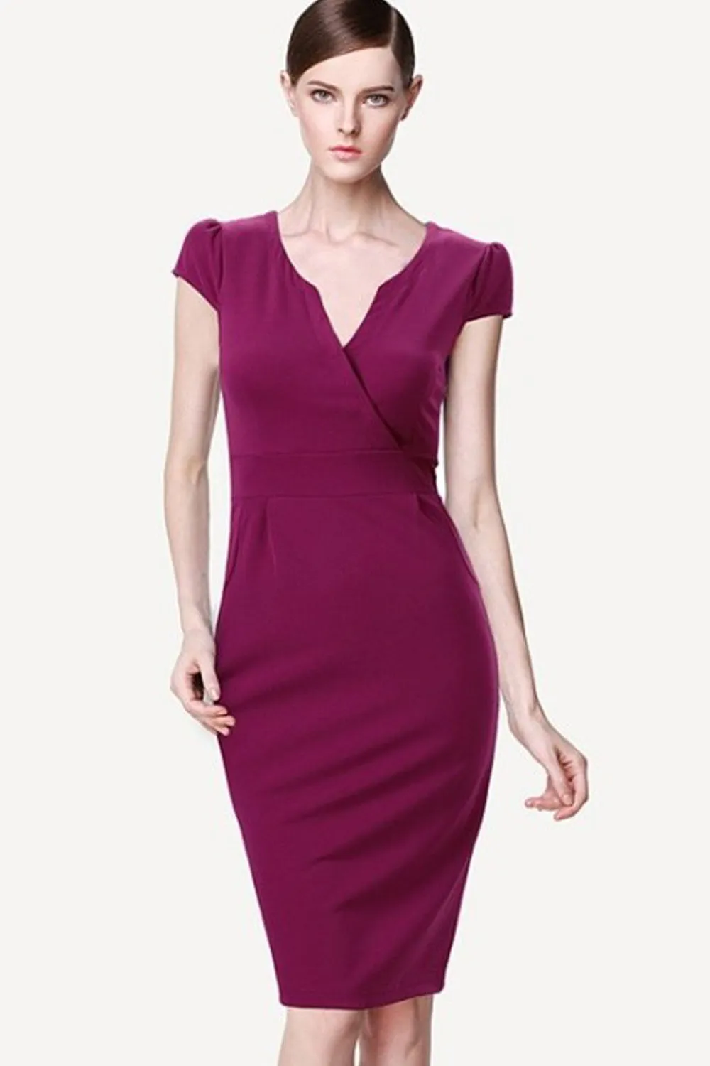 Ketty More Women V-Neck Evening Bodycon Dress-KMWD050