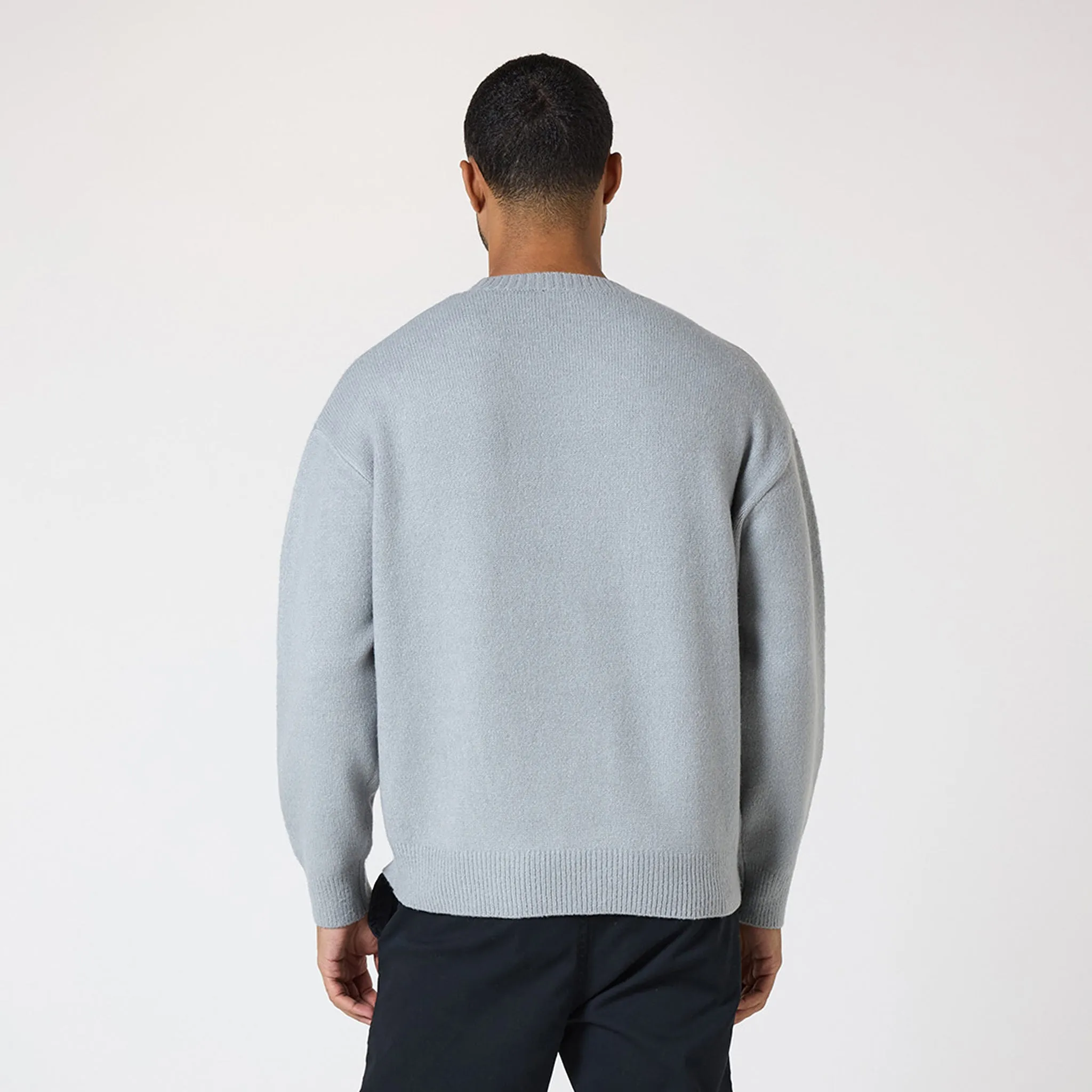 Knit Initial Crewneck | Light Grey