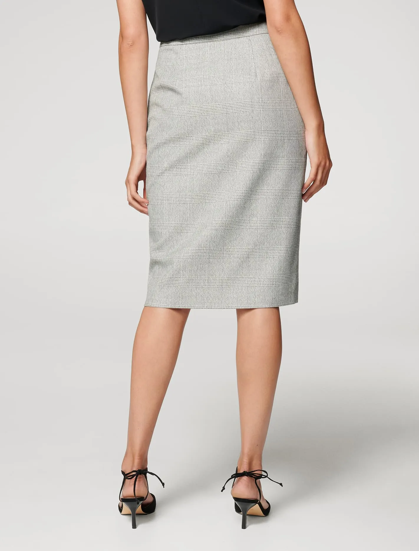 Kylie Check Split Midi Skirt