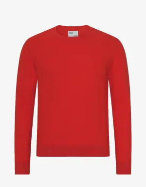 Light Merino Wool Crew - Scarlet Red