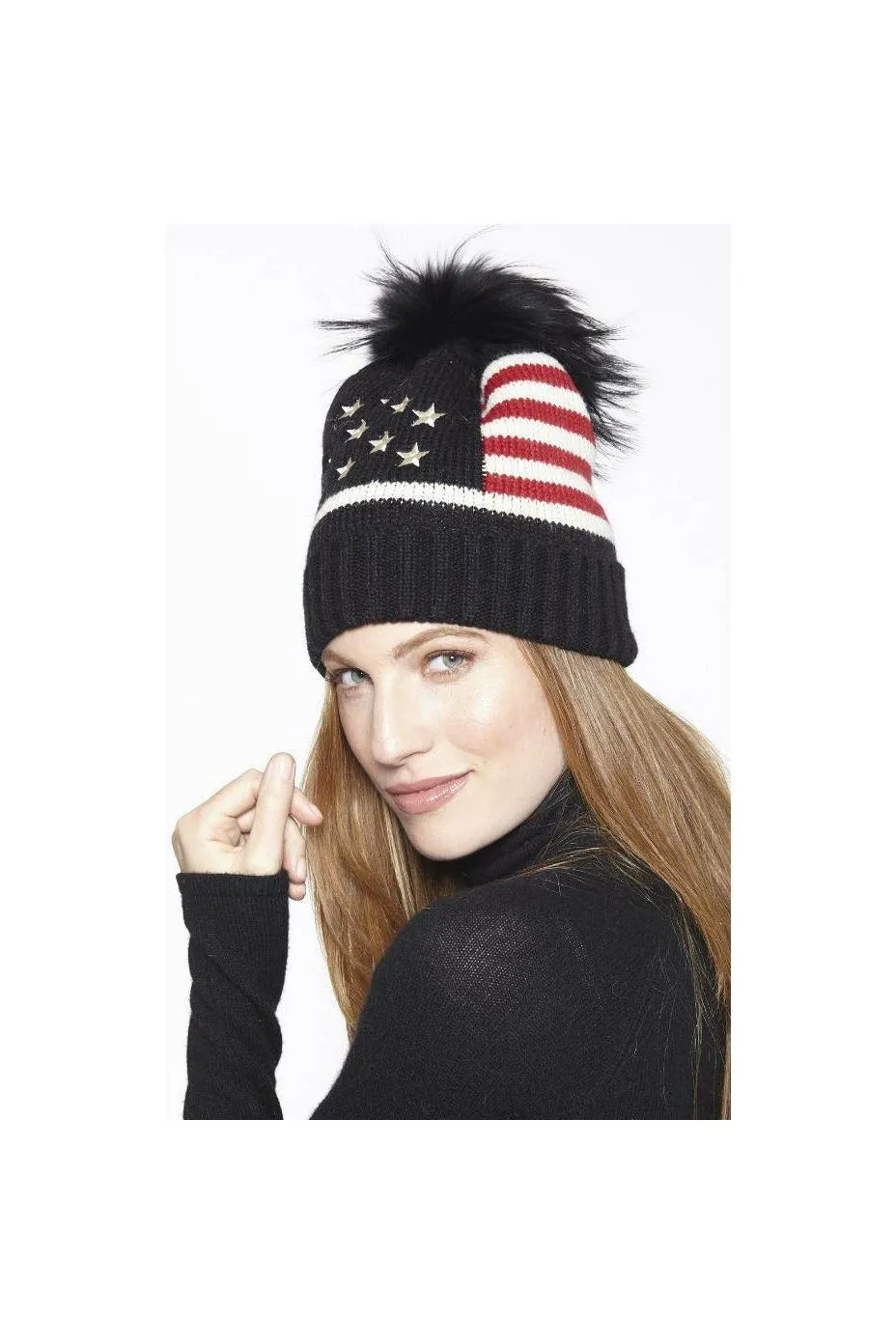 Linda Richards Stars and Stripes Pom Pom Hat HA-52 | Navy