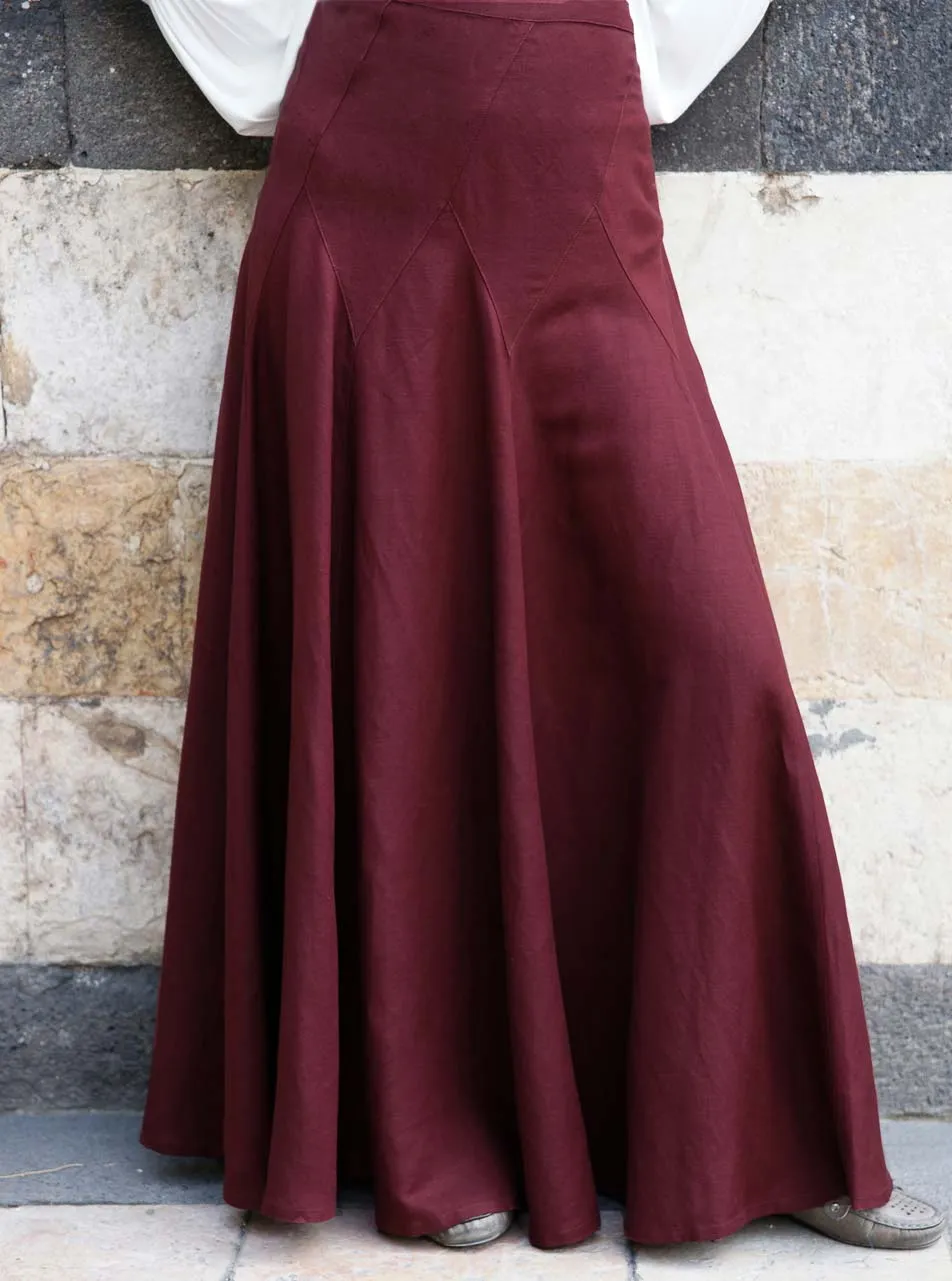 Linen Flared Panel Maxi Skirt