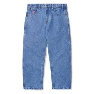 Logo Baggy Denim Jeans Washed Indigo Cash Only