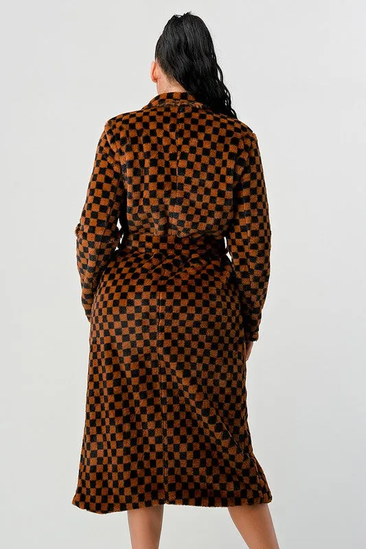 Long Fur Checkered Lux Coat