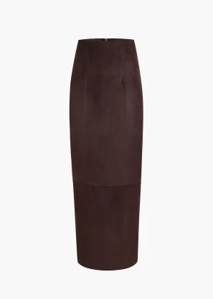 Loxley Skirt in Dark Brown Suede