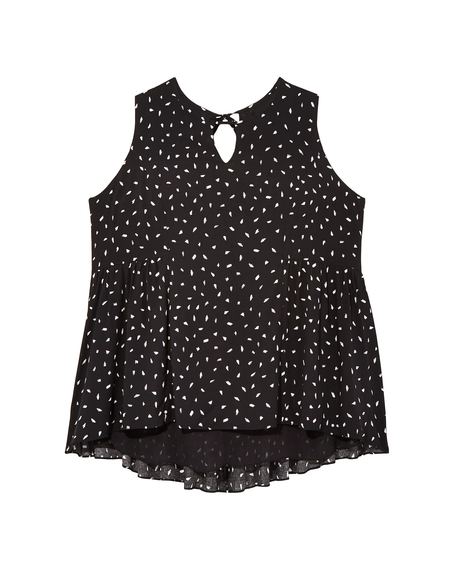 Maddy Keyhole Sleeveless Blouse | Black / White