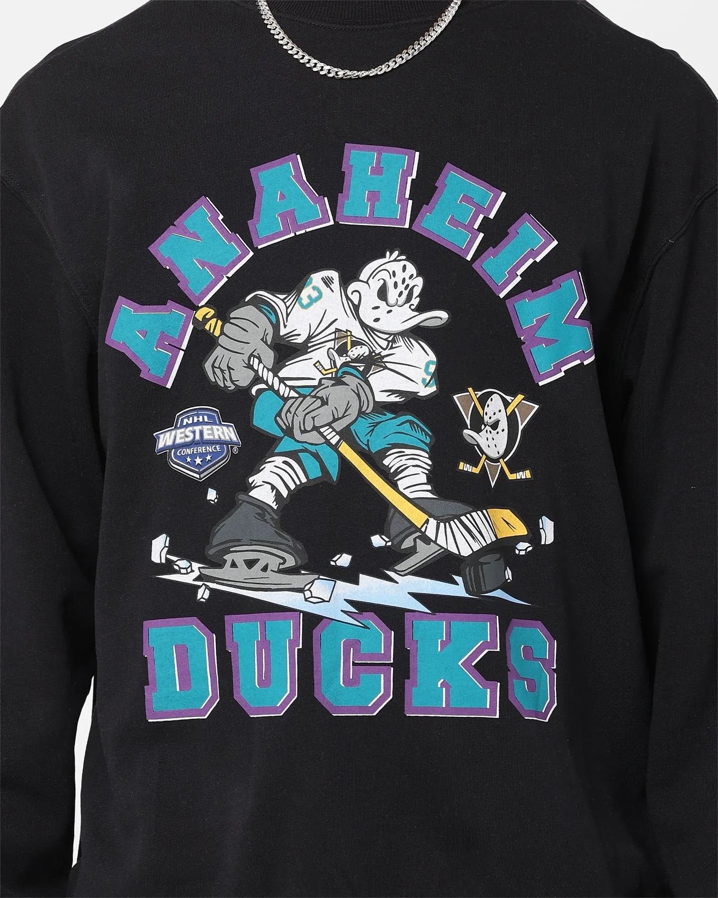 Majestic Athletic Anaheim Ducks Ice Player Crewneck Faded Black