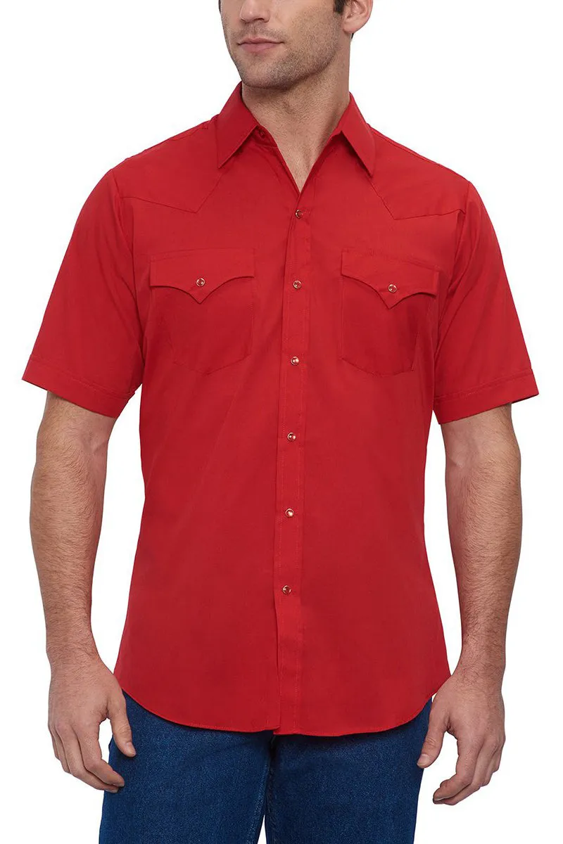 Men's Ely Cattleman Short Sleeve Solid Western Snap Shirt