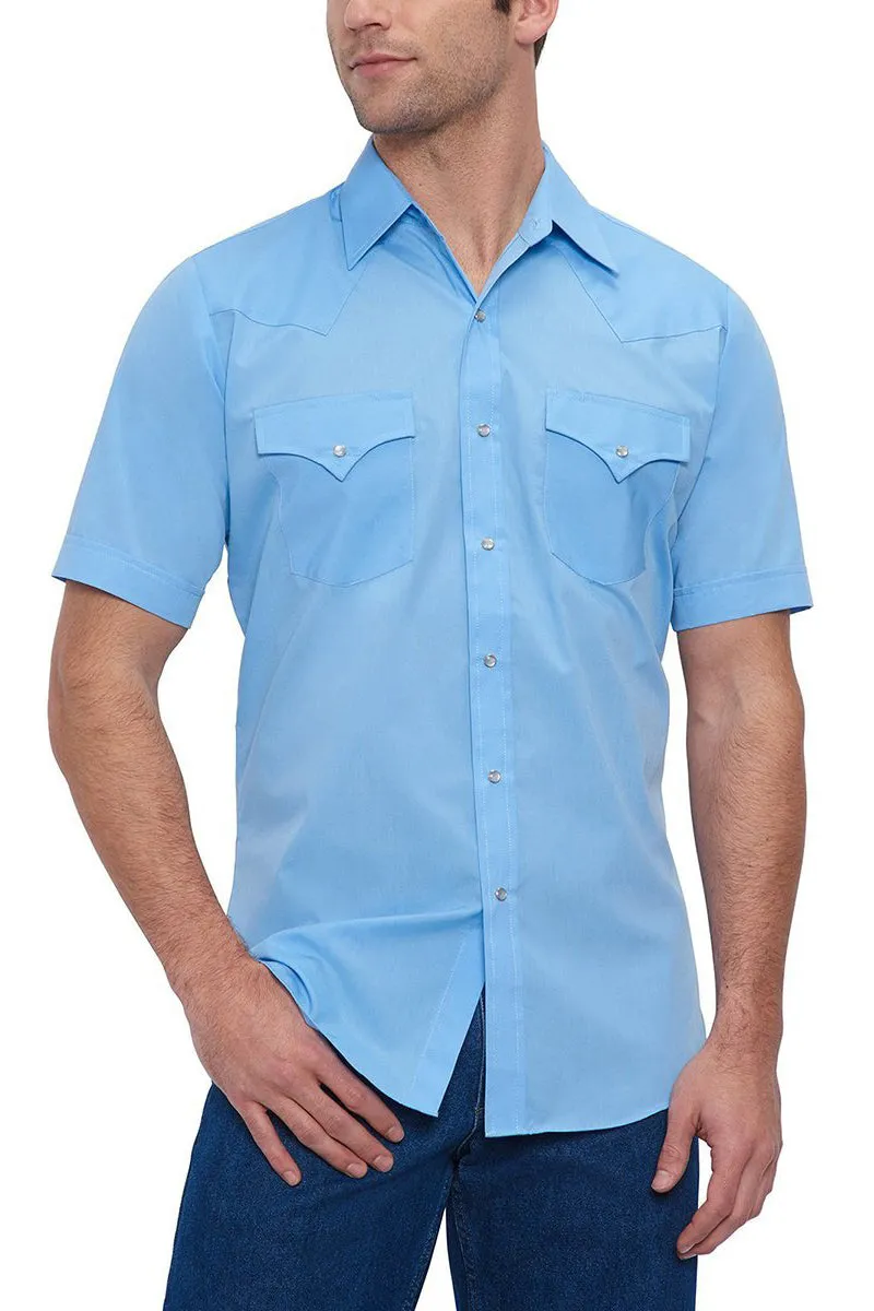 Men's Ely Cattleman Short Sleeve Solid Western Snap Shirt