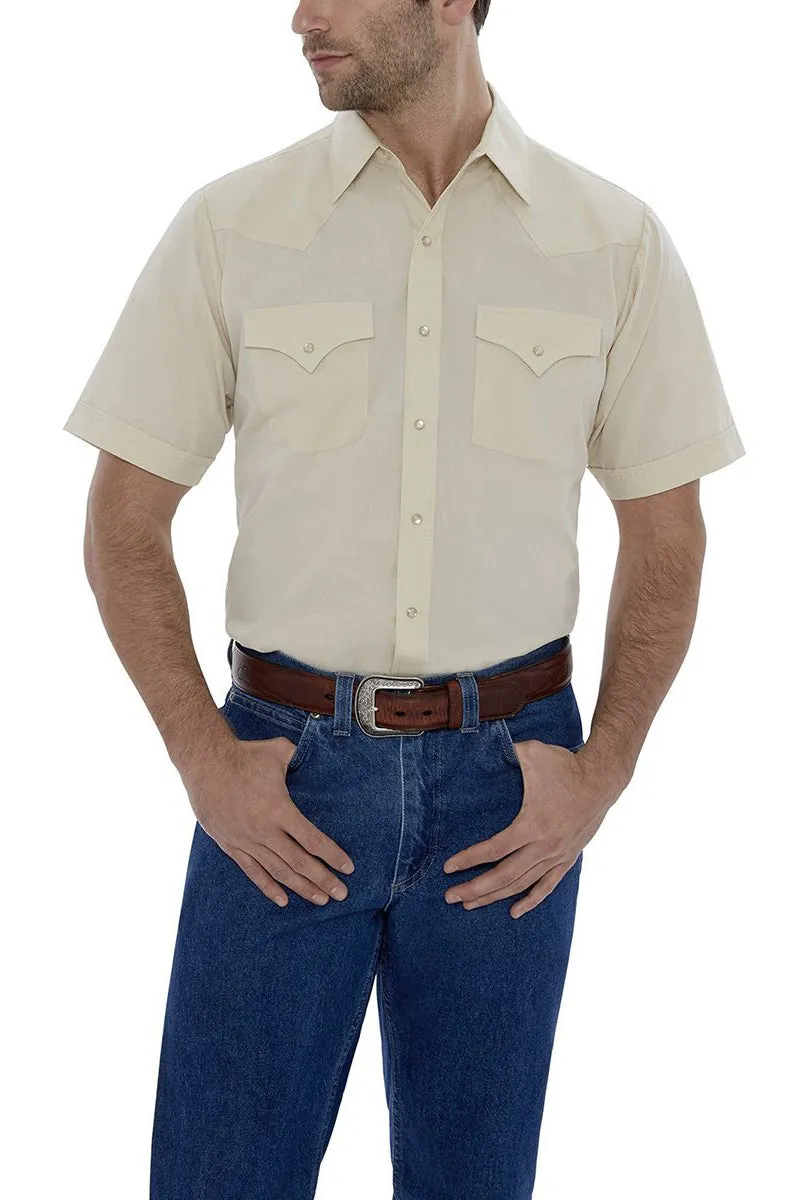 Men's Ely Cattleman Short Sleeve Solid Western Snap Shirt