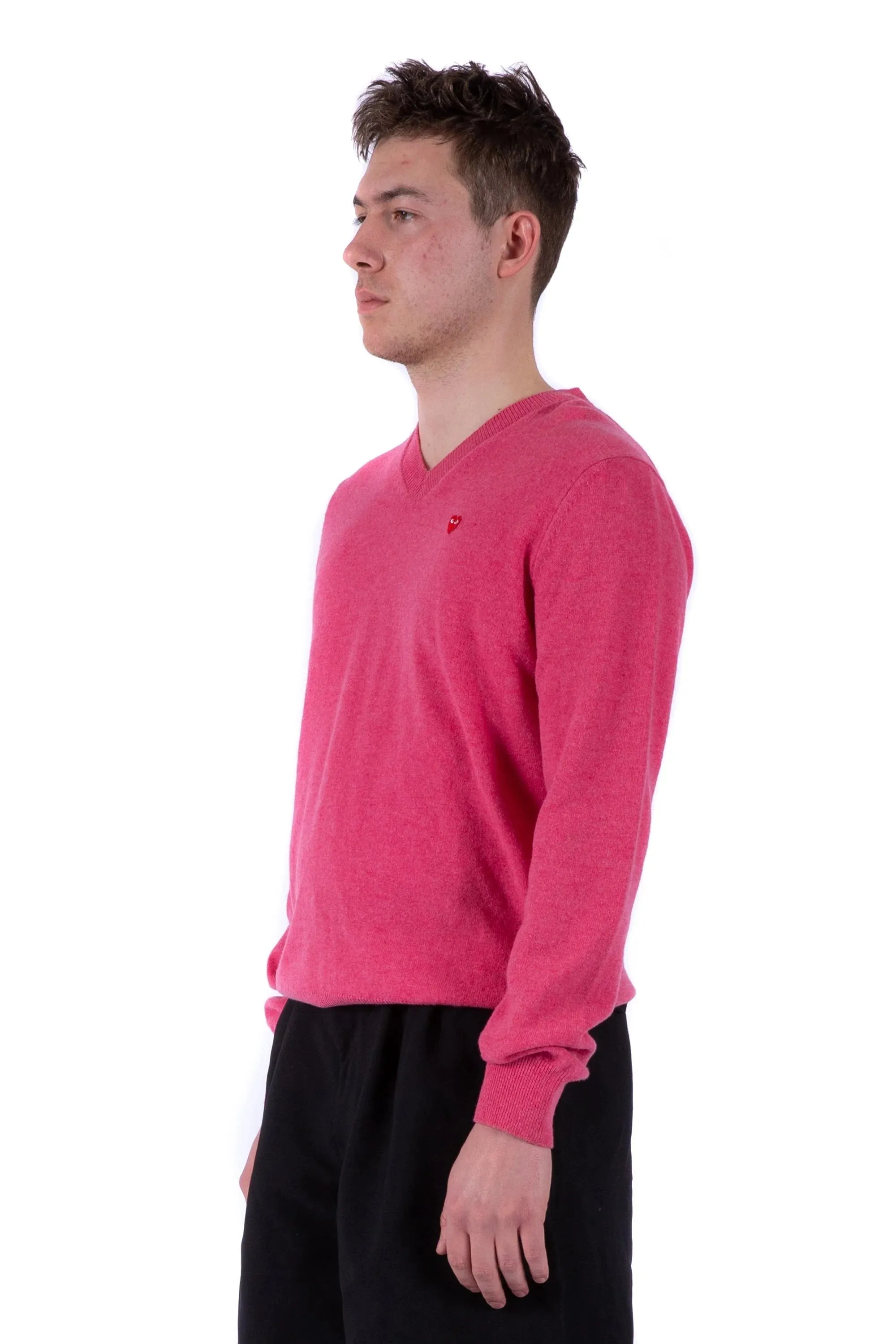 Men's Pink V-Neck Sweater