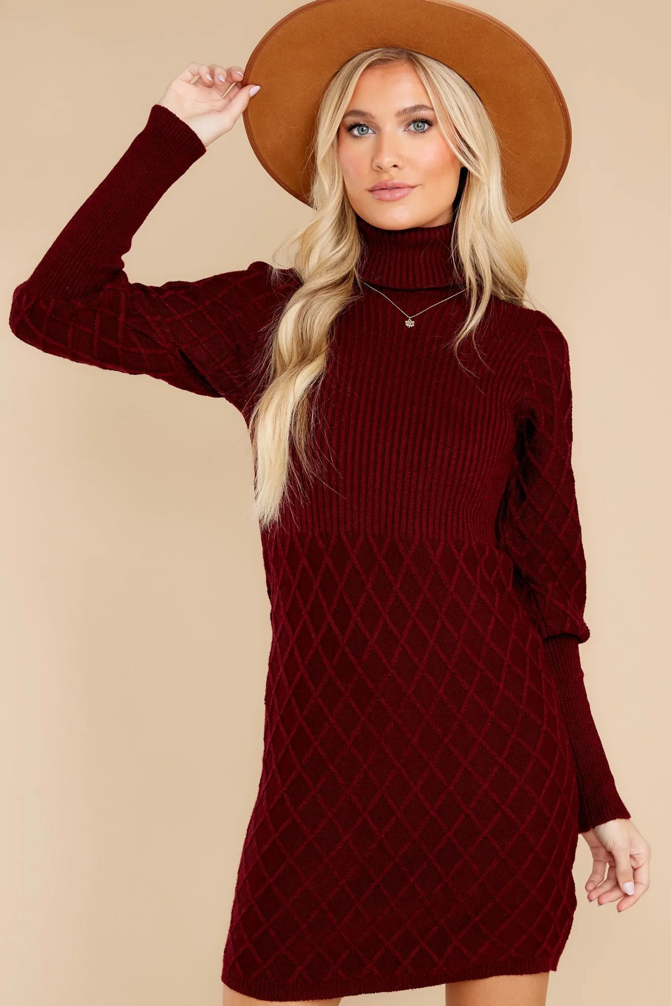 Midday Outings Burgundy Sweater Dress