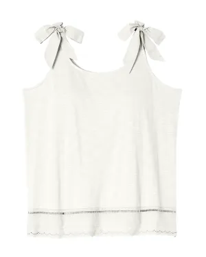 Monica Sleeveless Tie Tank | White