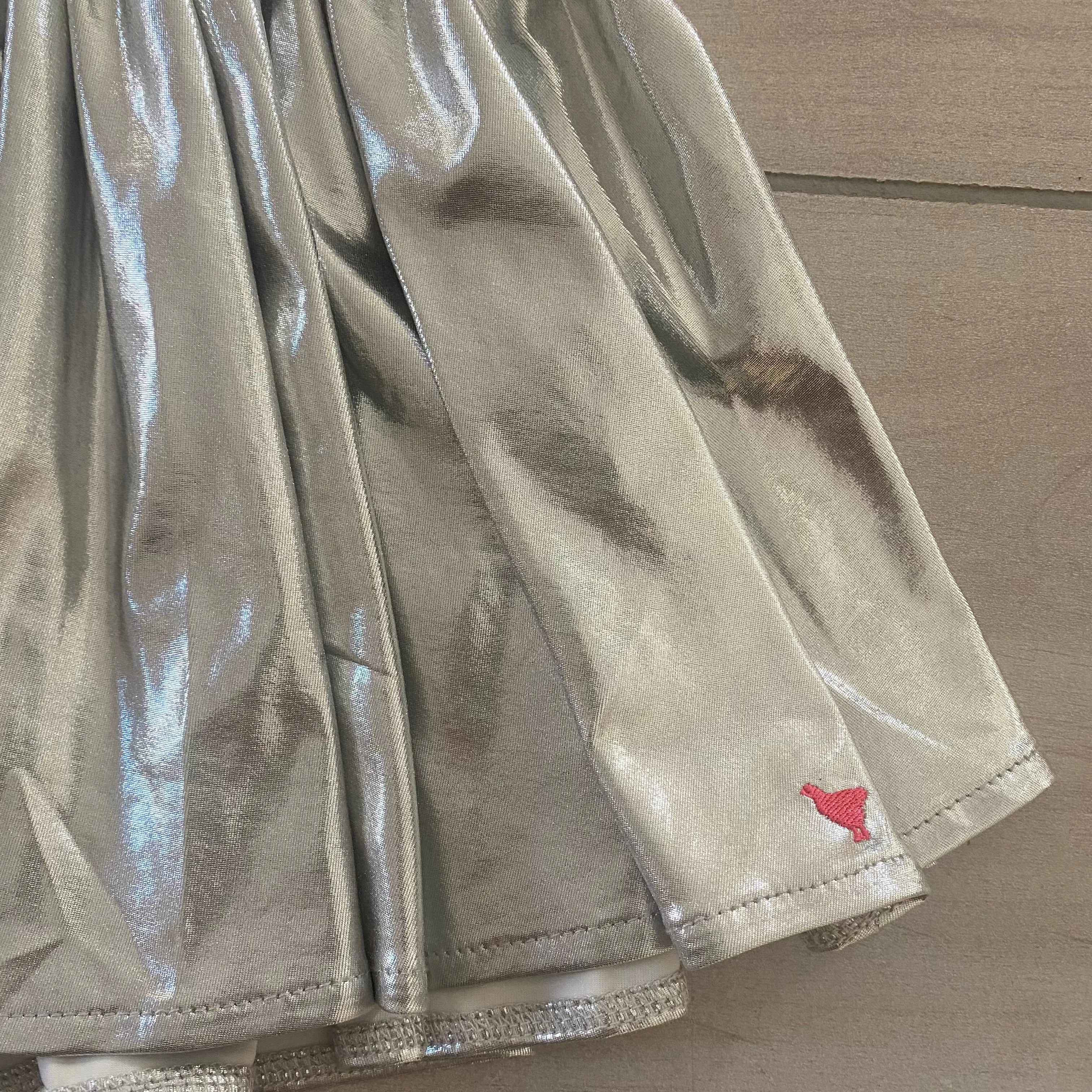 NEW Pink Chicken Silver Metallic Skirt