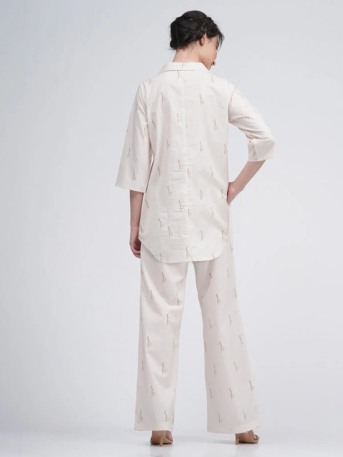 Organic Cotton Block Printed Skipper Collar Tunics & Trousers Co-ords Set